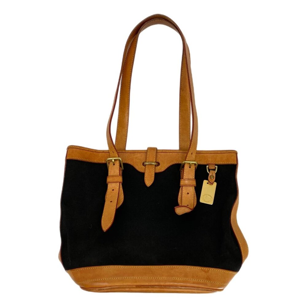 Dooney & Bourke Classic Black Tan Leather Shoulder Bag | Small Size